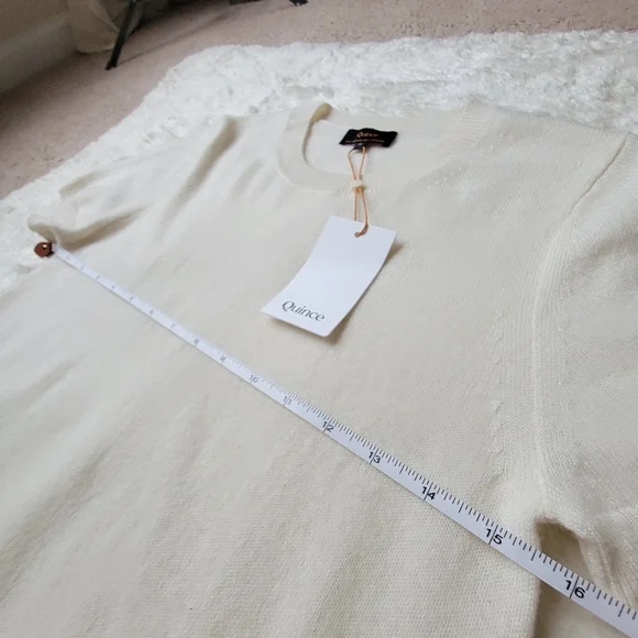 NWT Quince 100% Mongolian Cashmere Cloud Cocoon Tee, Ivory, S ☁️ - Picture 8 of 12